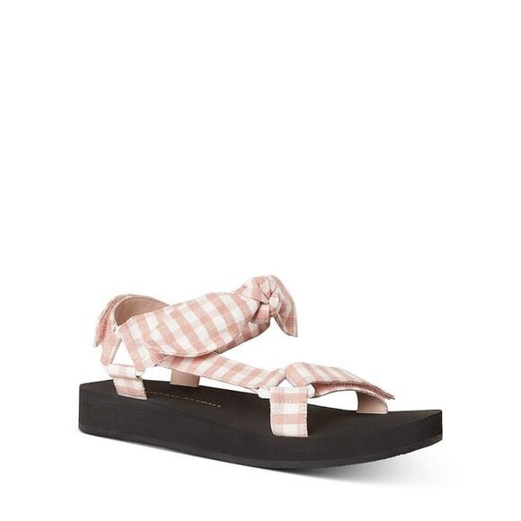 Loeffler Randall 'Maisie' Pink Cotton Platform Sandals Size 6.5 - Picture 1 of 6